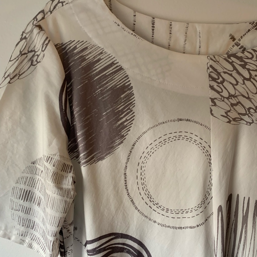 Vintage Circle-Print Oversized Dress